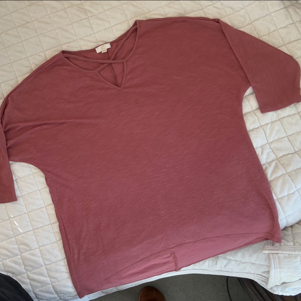 C Women's Dusty Rose Short Sleeve Top